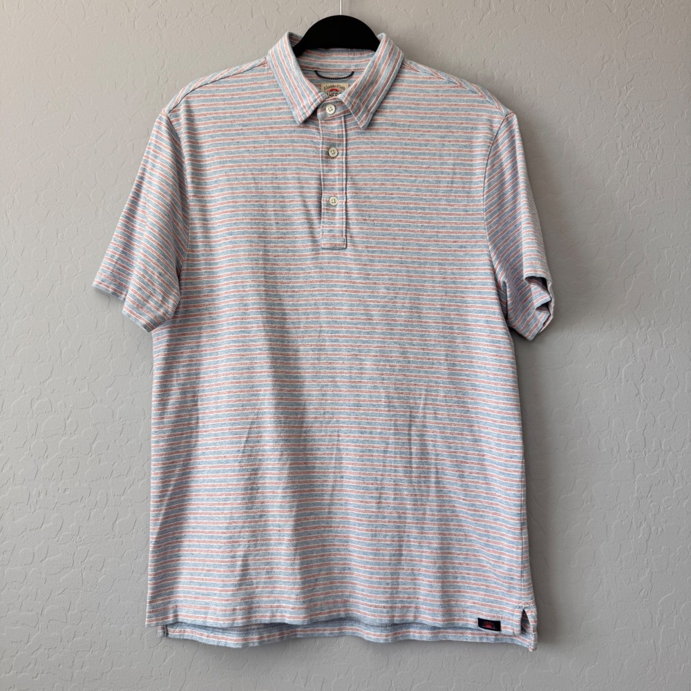 Faherty Striped Polo Shirt Soft Touch Coastal Style Short Sleeve Mens M
